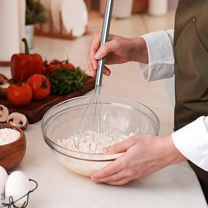2 PCS Mini Whisk, Small Whisks for Cooking, Stainless Steel Mini Whisk Set - Essential Tiny Wire Whisk for Whisking, Beating, Blending Eggs & Sauces