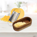 Cheese Grater - Stainless Steel With Wood Container, Hand Mini Shredder Zester Box for Kitchen