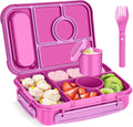 Bento Box Adult Lunch Box Kids,Lunch Containers for Adults/Kids/Toddler,5 Compartments Bento Lunch Box with Sauce Vontainers,Microwave & Dishwasher & Freezer Safe,BPA-Free (Red lily)