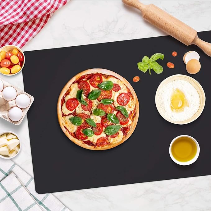 Gartful Silicone Mats for Kitchen Counter, Large Silicone Countertop Protector 25" by 17", Nonskid Heat Resistant Desk Saver Pad, Multipurpose Mat, Placemat, Black, 2PCS