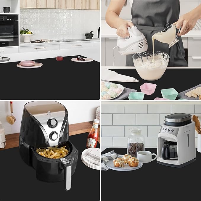 Gartful 2 Pieces Silicone Mats for Countertop - 0.06" Thicker, 32" by 24" Extra Large Multipurpose Mat, Counter Table Protector, Work Desk Pad, Heat-Resistant Placemat, Pastry Mat, Nonstick, Black