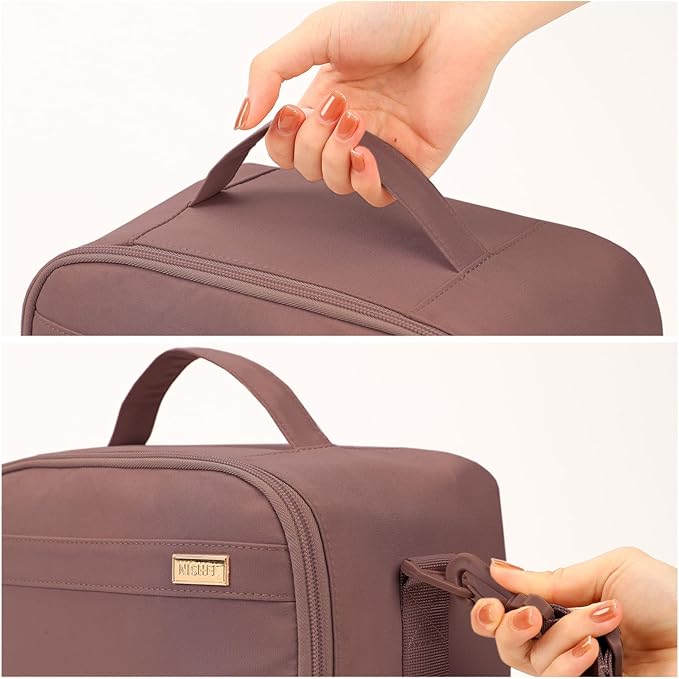 NISHEL Lunch Bag for Women, Insulated Two Separate Compartments Meal Box with Adjustable Shoulder Strap, Leakproof Cooler Case for Work, Rosewood-Pink