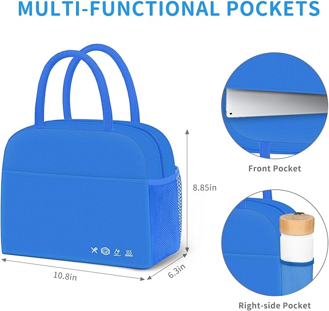 DALINDA Lunch Bag Lunch Box for Women Men Reusable Insulated Lunch Bags for Adults,Water-Resistant Cute Cooler Lunch Tote Bag, Large Capacity for Work Travel Picnic, jewel blue