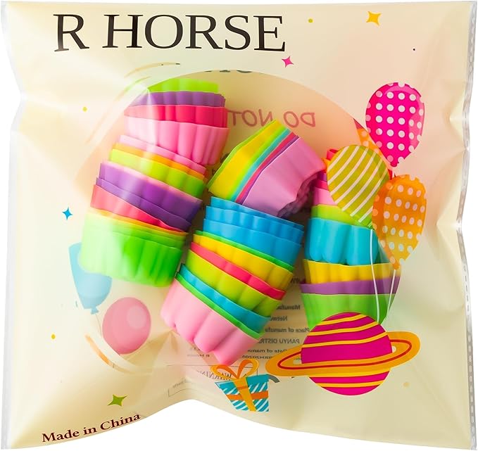 R HORSE 42 Pack Silicone Molds Cupcake 2 Inch Mini Size Multi Flower-Shaped Baking Cups Non-Stick Donut Wrapper Mold Muffin Liners Washable for Desserts Ice Creams Puddings Donut Supply Party
