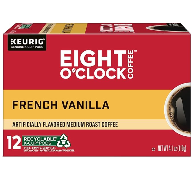 Eight O'Clock Coffee French Vanilla, Single-Serve Coffee K-Cup Pods, Medium Roast, 72 Count