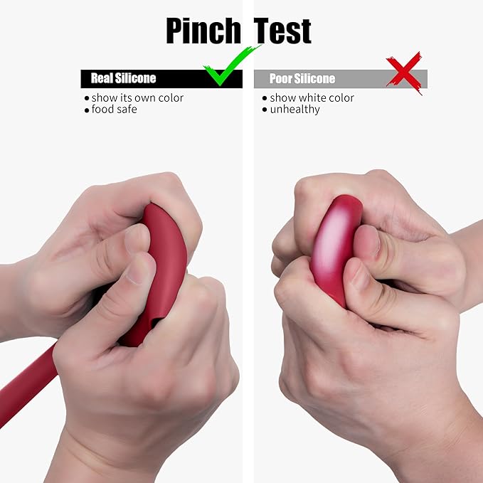 600°F Heat Resistant Silicone Spatula, Doosu High Temp Flexible Kitchen Rubber Bowl Scrapers Food Grade Seamless Baking Supplies Scratch-Proof for Scraping Non-Stick Pans (Red, 11.4in)