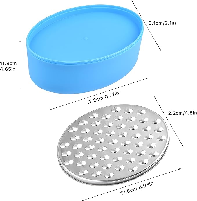 Cheese Grater, Grater Lemon with Food Storage Container & Lid Grinder Grater for kitchen - Perfect For Hard Parmesan, Ginger, Vegetables, Butter (Blue)