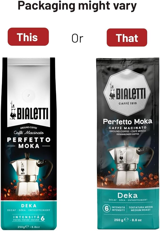 Bialetti - Perfetto Moka Deka: Medium Roasting Ground Coffee, Cereals Aroma, 8.8 Oz - 250g, Bag with Flavour-Saving Valve