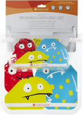 Full Circle ZipTuck Kids Reusable Plastic Food and Storage Bag, Lunch Set of 2, Monster