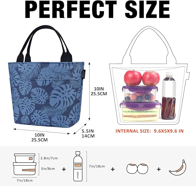 Aosbos Lunch Tote Bag, Insulated Lunch Box for Women, Leakproof Lunch Cooler Purse for Work, Plantain Leaf
