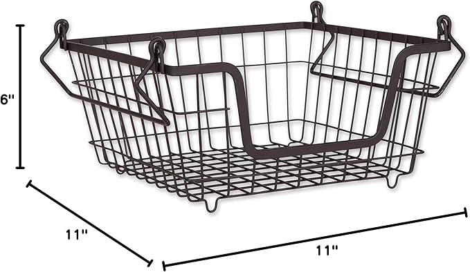 DII Metal Wire Mesh Stackable Utility Storage Bin, Small, 11x11x6, Black