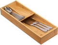 Bamboo Silverware Drawer Organizer, Kitchen Cutlery Tray,Utensil Holder for Spoons, Forks, Knives in Kitchen