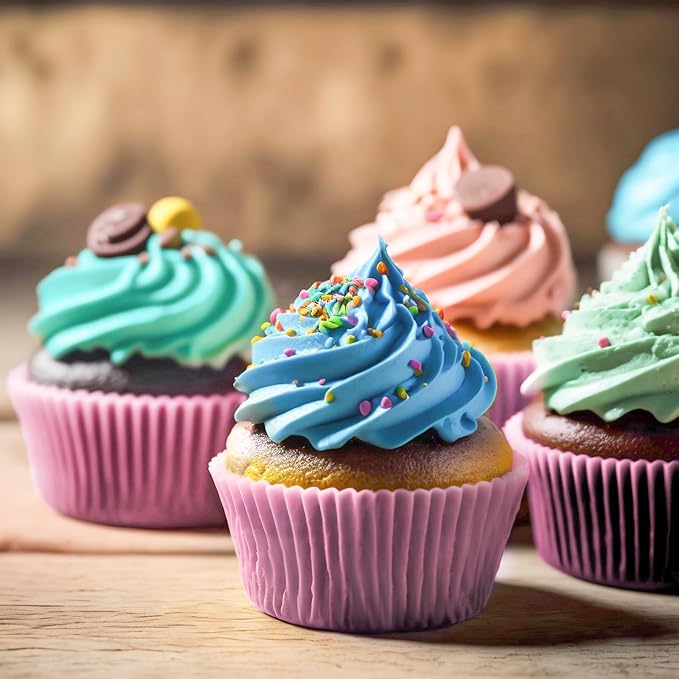 Baking Cups, 100 pieces Standard Nonstick Cupcake Wrappers Baking Cup Holder Molds for Wedding, Birthday, Baby Shower or Holiday Party