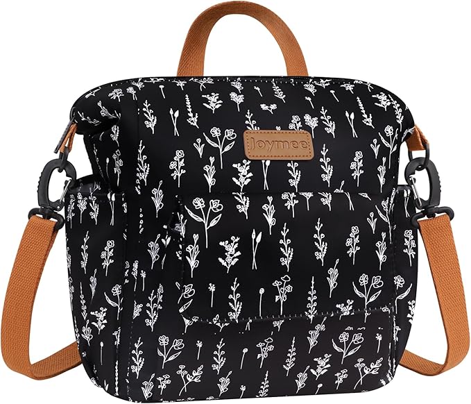 Joymee Lunch Bag Women Insulated Lunch Box Reusable Leakproof Large Spacious Cooler Tote for Women Men Adult with Bottle Holder and Side Pockets for Work Office Travel Picnic -08 White Little Flower