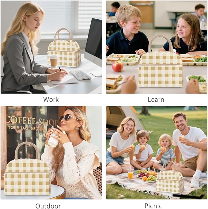 DALINDA Corduroy Lunch Bag Lunch Box for Women Men,Cute Insulated Lunch Bags,Water-Resistant Cute Cooler Lunch Tote Bag, Large Capacity for Work Travel Picnic