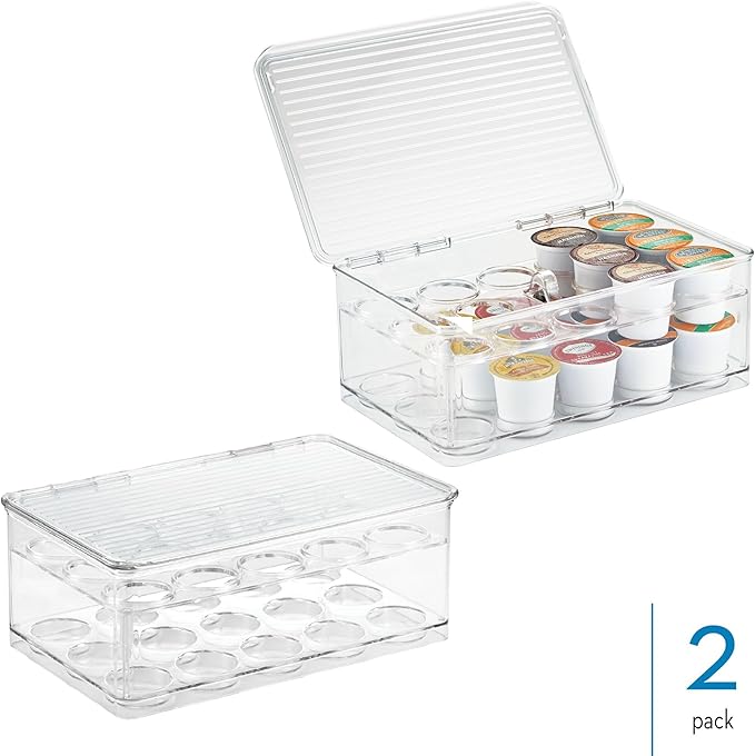 iDesign Stackable Coffee Pod Holder for K-Cup Pods - 29 K-Cup Capacity - Set of 2 - Clear