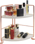 2-Tier Bathroom Countertop Organizer - Vanity Tray Cosmetic & Makeup Storage- Kitchen Spice Rack Standing Shelf - Corner Storage Shelf, Rose Gold