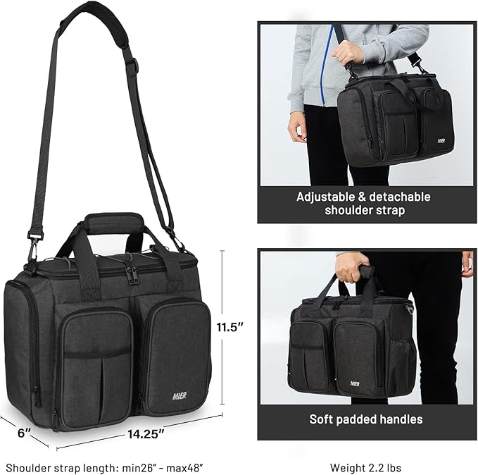 MIER Lunch Box for Men Heavy Duty Insulated Lunch Bag 20 Cans Large Leakproof Soft Cooler Bags with Multiple Pockets for Picnic Work Travel (Dark Gray)
