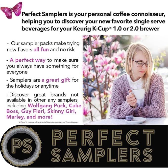 Perfect Samplers Hazelnut Coffee Pods Variety Pack, Medium Roast for Keurig K Cups Machines, Assorted Sampler, 30 Count
