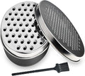 Black Compact Round Cheese Grater with Food Storage Container & Lid Grinder for Hard Parmesan, Ginger, Vegetables, Butter