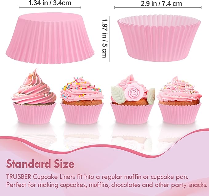 Baking Cups, 100 pieces Standard Nonstick Cupcake Wrappers Baking Cup Holder Molds for Wedding, Birthday, Baby Shower or Holiday Party