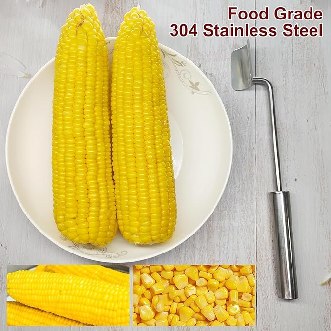 Latest Corn Peeler | Long-Handle Stainless Steel Kernel Remover | Fast, Labor-Saving & Safe | Easy-Clean Tool for Home, Restaurants & BBQs (CK-C(2Pcs))