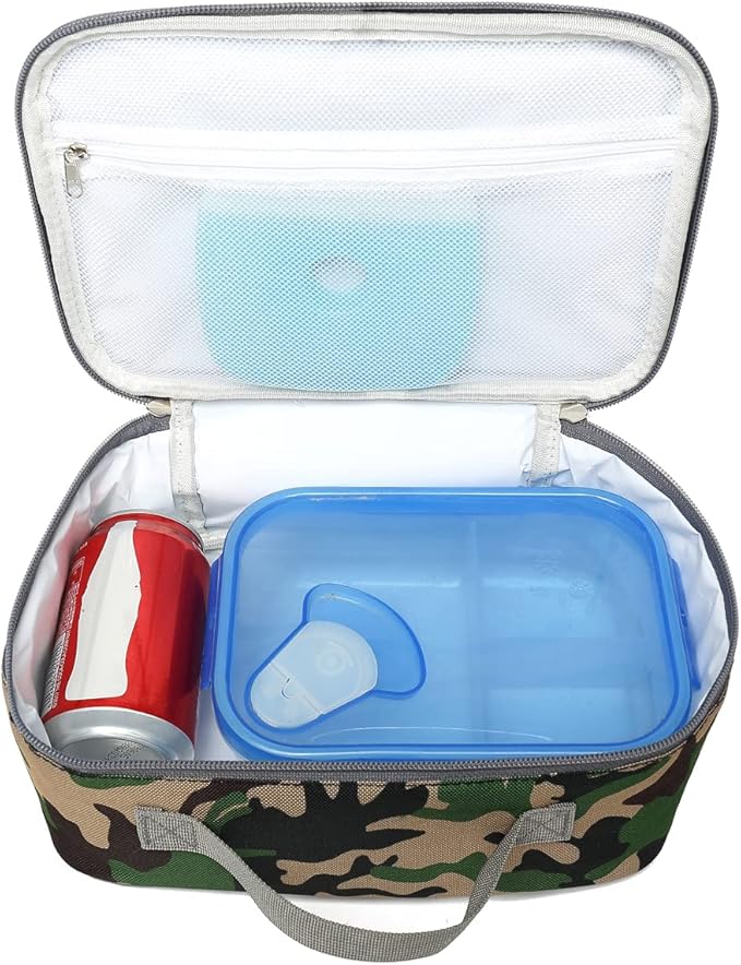 FlowFly Kids Lunch box Insulated Soft Bag Mini Cooler Back to School Thermal Meal Tote Kit for Girls, Boys, Forest