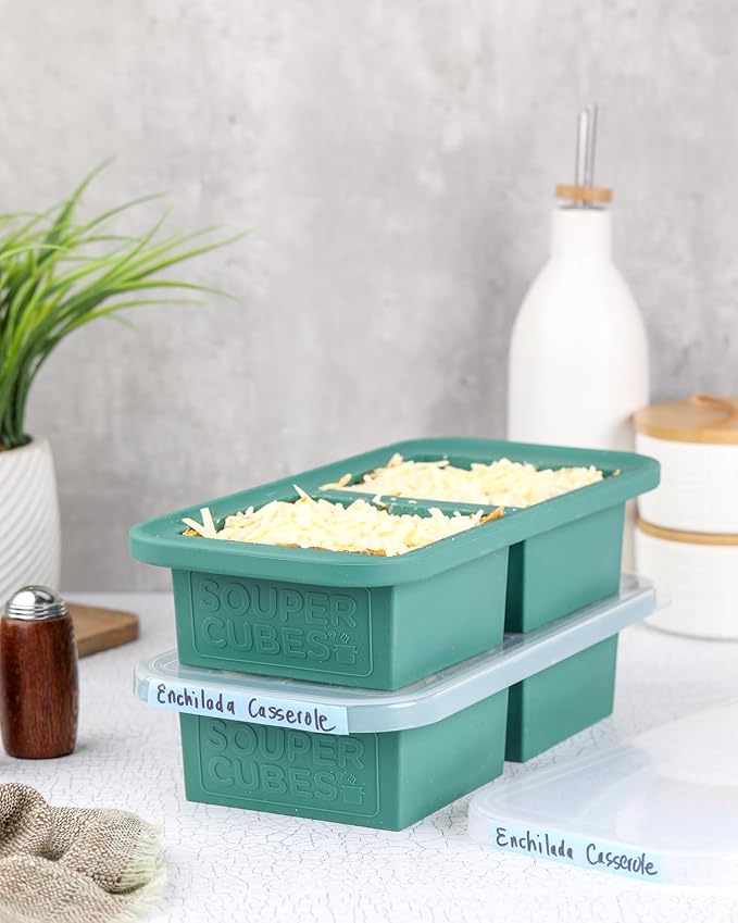 Souper Cubes 2 Cup Silicone Freezer Tray with Lid, Perfect for Storing Lasagna, Leftovers, Sauces, Portioned Meals and More, Silicone Freezer Mold for Meal Prepping - Kale - 1-Pack
