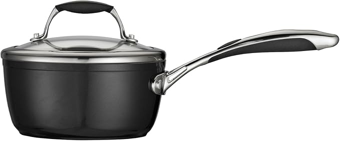 Tramontina Ceramica Deluxe 1.5-Quart Sauce Pan with Glass Lid, Ceramic Non Stick Small Saucepan, Oven-Safe, Metallic Black