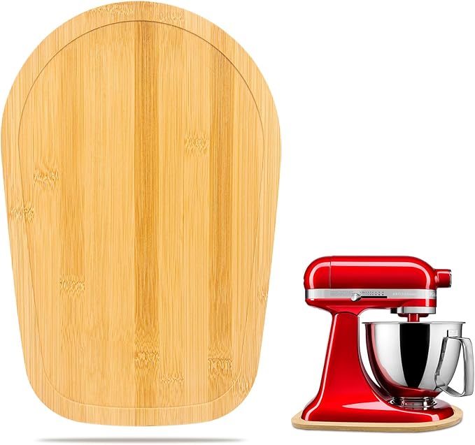 Bamboo Mixer Slider Mat for Kitchen Aid Artisan Mini 3.5 Quart Tilt-Head Stand Mixer, Sliding Board Kitchen Appliance Storage Attachments, Countertop Moving Tray Accessories for Kitchen Aid