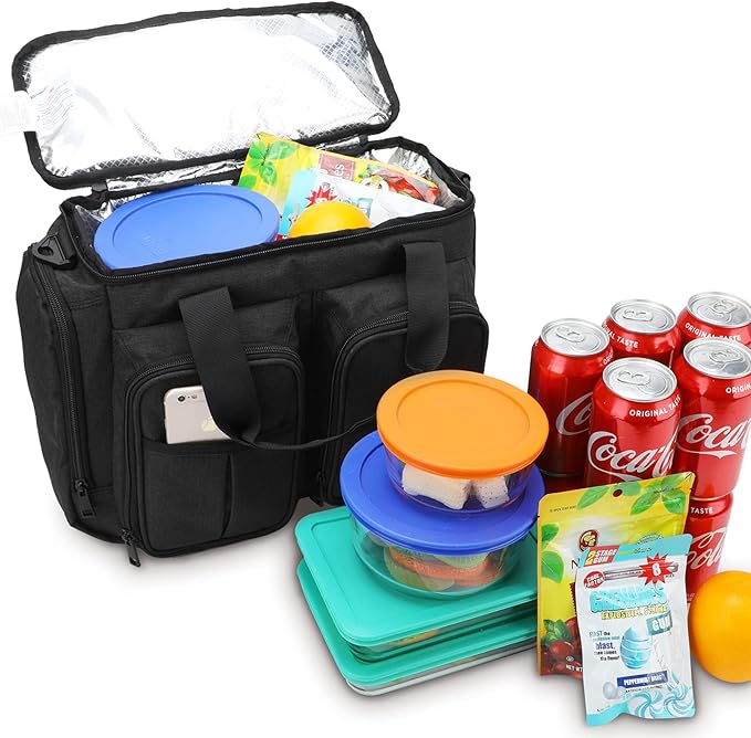 MIER Lunch Box for Men Heavy Duty Insulated Lunch Bag 20 Cans Large Leakproof Soft Cooler Bags with Multiple Pockets for Picnic Work Travel (Dark Gray)