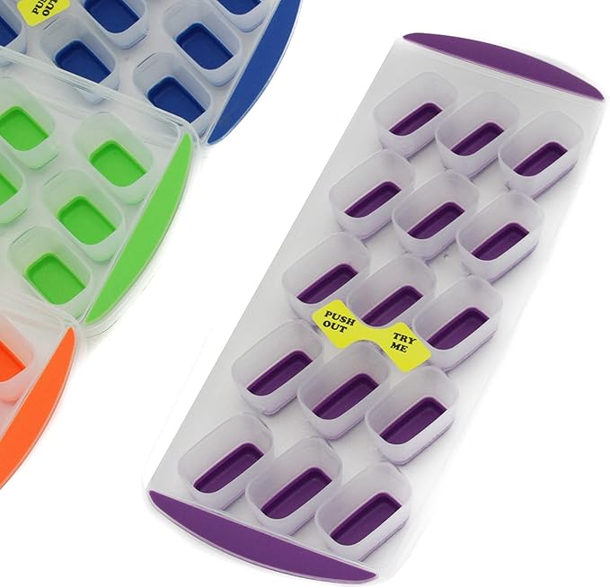 Chef Craft Classic Push Out Ice Cube Tray, 11.5 inches in length yields 15 cubes, Color May Vary