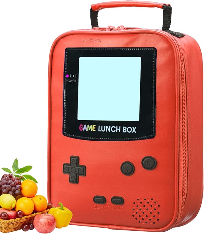 Boy Lunch Box,Kids Lunch Bag Insulated Leather Game Lunch Box for School Thermal Meal Cooler Lunch Boxes for Boy Girl Kid Toddler Teen