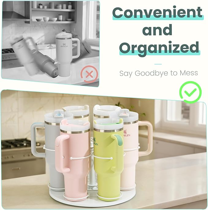 Upgraded Water Bottle Organizer for Stanley 40 oz/30 oz/20 oz,Rotating Stanley Cup Organizer Holder,Tumbler Holder Organizer, Easy to Install Kitchen Organizers and Storage for Stanley Cup Accessories