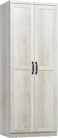 HOMCOM 63" 2-Door Kitchen Pantry, Freestanding Storage Cabinet with 5-Tier Shelving and 2 Adjustable Shelves for Dining Room, Antique White