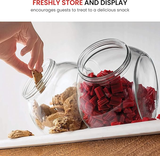 Bormioli Rocco Pandora Glass Candy Jar 75½-Ounce Cookie Jar with Plastic Airtight Seal Lid 2-Way Display, Bulk-Food Storage Jar for Snacks, Dry Food, Jelly Beans Canister, Apothecary Jars. (1 Jar)