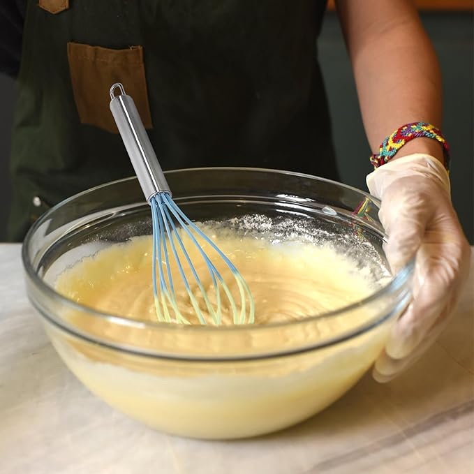 Set of 24 Silicone Whisk Bulk for Cooking, 10 In Wisking Tool Non Scratch, Flexible Rubber Whisks for Nonstick Pans, Kitchen Hand Whisk for Blending Beating Baking, BPA Free Dishwasher Safe