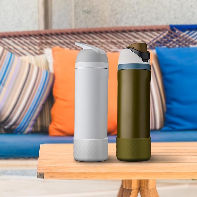 2PCS Silicone Water Bottle Boot for Owala 24oz, Protective Bottom Bumper Anti-Slip Sleeve for FreeSip, Twist, and Flip Stainless Steel Bottles, Dishwasher Safe and BPA Free