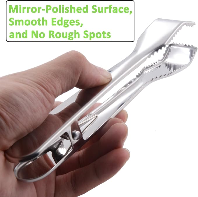 Ice Tongs for Ice Bucket 6-3/4 Inch - Premium 18/8 Stainless Steel Ice Tongs with Teeth for Ice Sugar Cubes Tea Party Coffee Bar Serving