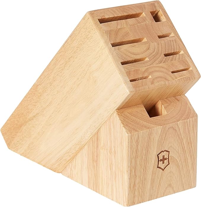 Victorinox Swiss Classic Knife Block - Kitchen Knife Set with Block for Home Essentials - Includes Chef's Knife, Bread Knife, Honing Steel & Pocket Knife - Black Handles, 7-Piece Set