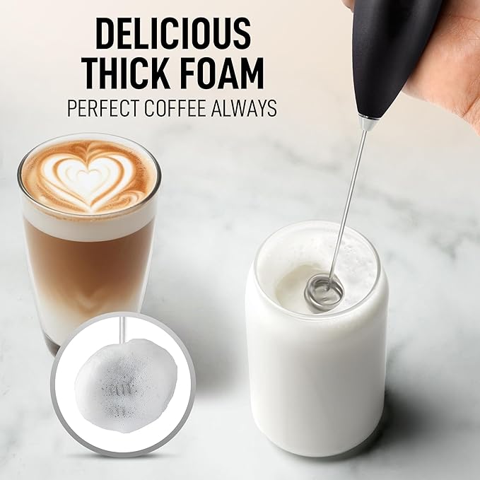 Zulay Kitchen Double Whisk Milk Frother – Handheld Foam Maker for Coffee, Lattes, Matcha, Hot Chocolate & Cappuccinos – Whip Creamy Froth in Seconds, Portable & Easy to Use