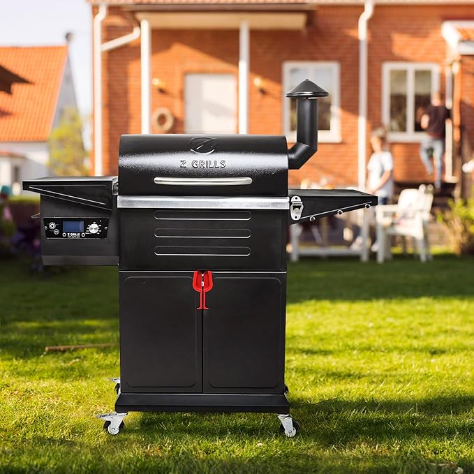 Z GRILLS Wood Pellet Grill & Smoker 8-in-1 Pellet Grill with Automatic Temperature Control，Meat Probes，572 Sq. in Area for Backyard Camping Outdoor Party