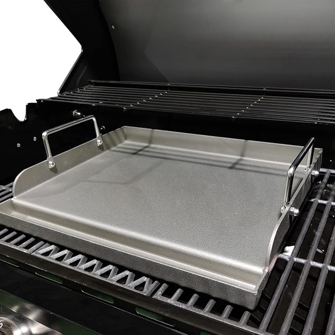 Griddle for Gas Grill Metal Cooking Griddle Pan for Outdoor Gas Grill, 17" x13" Flat Top Plate Skillet Pan Teppanyaki Insert for Weber Charbroil Camp Chef and Charcoal