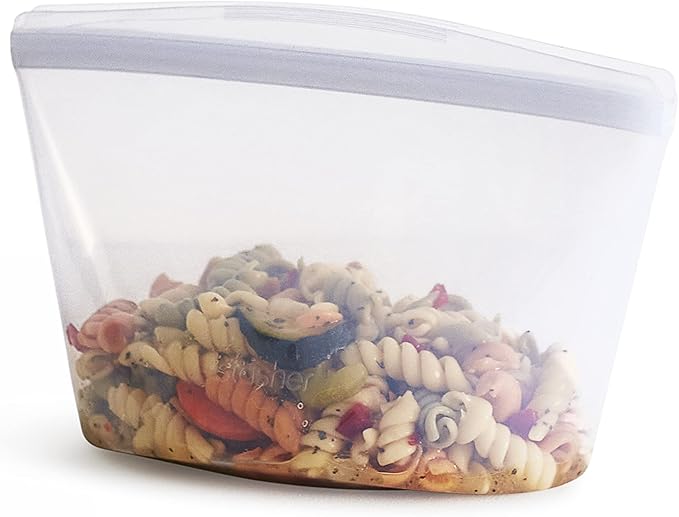 Stasher Premium Silicone Reusable Food Storage Bowl, Clear, Microwave, Sous Vide, Dishwasher, Oven and Freezer Safe, BPA Free, Leak-free, Eco-friendly, 4-Cup Bowl