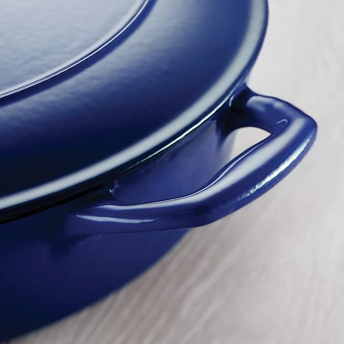Tramontina Bestow Enameled Cast Iron Oval Dutch Oven Pot with Lid, Large 7-quart, Blue