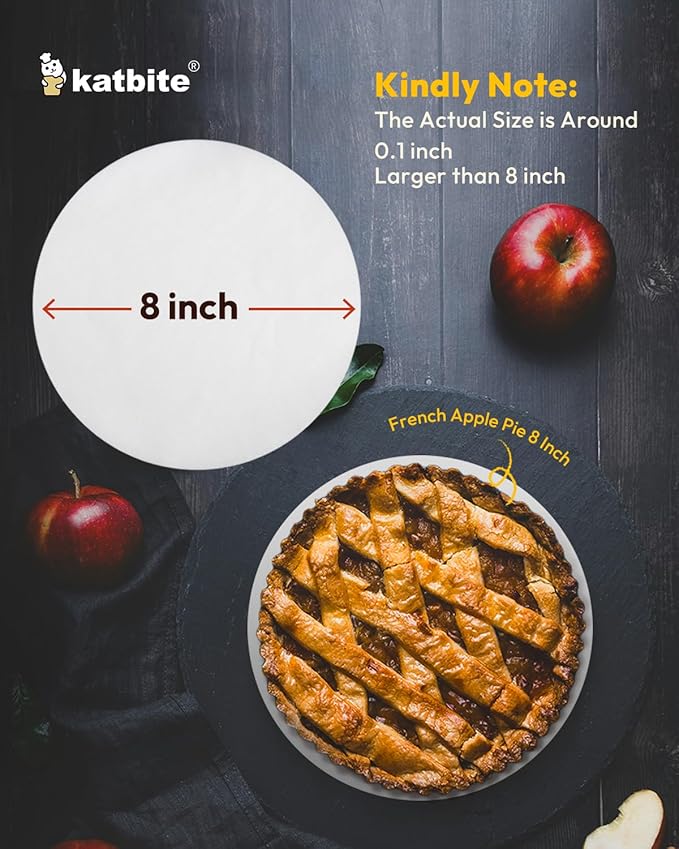 Katbite 8 Inch 400Pcs Parchment Paper Rounds, Round Parchment Paper Cake Baking, Freezing, Patty Separating, Tortilla Wrapping(2 Pack of 200Pcs)