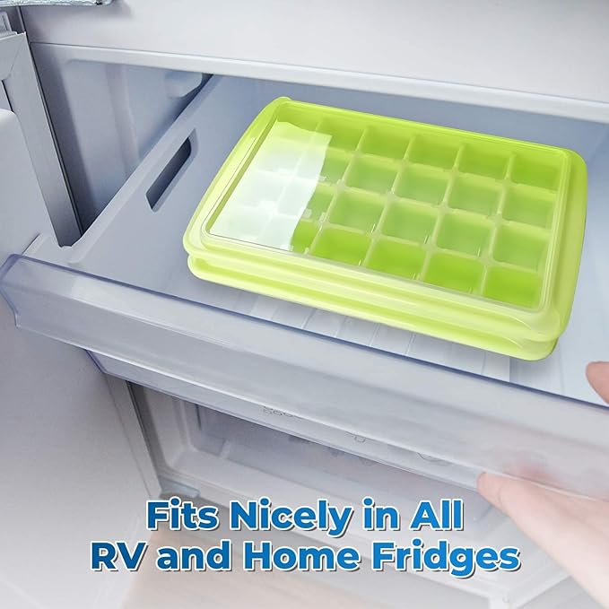 ARTLEO Ice Cube Trays for Freezer with Lid and Storage Bin, 24 Nice Size Ice Cubes Trays 2 pack, Easy Flexible Plastic Ice Mold, BPA Free, for Whisky, Ice Drinks.