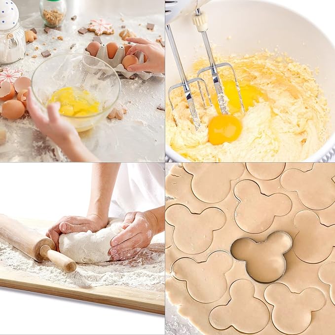 MrCookie Mouse Cookie Cutters for Kids,Stainless Steel Sandwiches Cutters Biscuit Molds for Kids, 5pcs Sturdy Cutters for Cookies,Sandwiches,Small to Large Size of 2.12'',2.56'',2.95'',3.34'',3.86''
