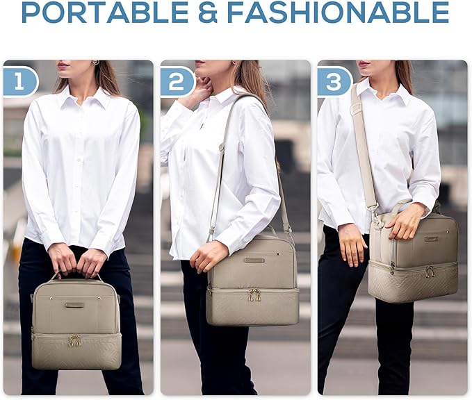 TOURIT Lunch Bag Women Double Deck Lunch Box Insulated Lunch Cooler for Women Men Work, Camel