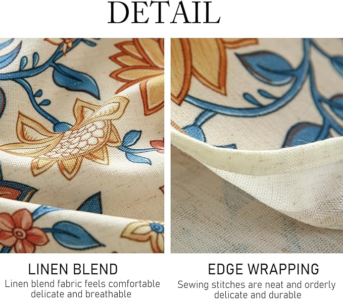 ISAENNE Designer Bohemian Floral Long Rectangle Table Cloth,Linen Colorful Tablecloth,Wrinkle Resistant Decor Tablecloths for Dining Thanksgiving Kitchen Party Christmas,63"*102"-Estevan B